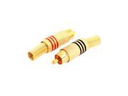 Gold Tone Spring End to RCA Male Plug AV Audio Video Adapter Jack 2pcs
