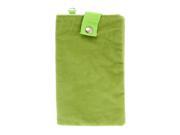 Velvet Dual Layer Magnetic Clasp Button Cell Phone Pouch Sleeve Bag Light Green
