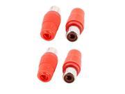 Plastic Handle Female RCA Phono Jack Connector Adapter Red Silver Tone 4pcs