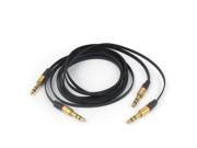 2 Pcs 106cm 3.5mm Male to Male Jack Flat Audio Extension Cable Adapter Black