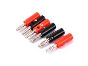 6pcs Black Red Plastic Jacket Audio Speaker Connector Banana Plug Jack Adapter