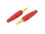 2pcs Red Plastic Insulated Cover Audio Cable Banana Jack Plug Converter Adapter