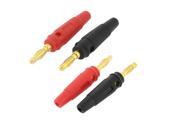 4pcs Red Black Insulated Cover Audio Speaker Cable Wire Banana Jack Plug Adapter
