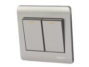 On Off Press Button 2 Gang 1 Way Wall Mount Switch Light Control Silver Gray