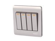On Off Press Button 4 Gang 2 Way Wall Switch Home Light Lamp Control Silver Gray