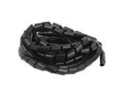 14mm OD 4.5M 14.8Ft Black Spiral Cable Wire Wrap Tube Cord Pipe