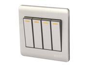 On Off Press Button 4 Gang 1 Way Wall Switch Home Light Lamp Control Silver Gray