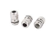 3 Pcs 12mm Dia PG7 Water Resistant Stainless Steel Cable Gland Joint Silver Tone