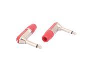 L shaped 6.35mm Male Audio Cable Adapter Right Angle Solder Connector Red 2 Pcs