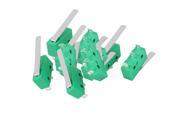 10Pcs AC250V 125V 5A SPDT Momentary Snap Action Push Button Micro Switch Green