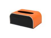 Unique Bargains Dual Color PU Leather Tissue Box Napkin Paper Storage Case Black Orange for Car