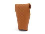 Brown Faux Leather Grid Pattern Antislip Car Gear Shift Knob Protection Cover