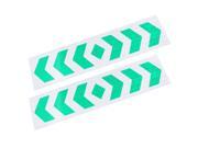 2pcs Arrows Print Car Auto Reflective Warning Sign Stickers Green Sliver Tone
