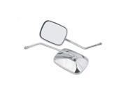 10mm Chrome Motorcycle Chopper Rectangular Rearview Mirror Sliver Tone Pair