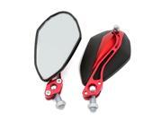 Pair 8mm 10mm Thread Dia Adjustable Motorcycle Side Rearview Mirrors Red Black