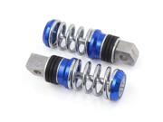 8mm Hole Motorcycle Metal Passenger Rear Foot Pegs Pedals Sliver Tone Blue Pair
