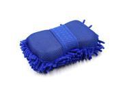 Durable Practical Microfiber Chenille Car Wash Sponge w Elastic Hand Strap Blue
