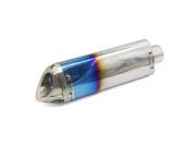 Motorcycle Sliver Tone Blue 48mm Inlet Exhaust Pipe Muffler w DB Killer Silencer