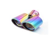 Unique Bargains Universal Colorful Dual Oval Slant Cut Tip Exhaust Muffler 60mm Inlet for Car