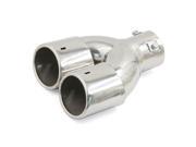 Unique Bargains 62mm Inlet Stainless Steel Dual Oval Outlet Y Shape Pipe Car Exhaust Muffler Tip