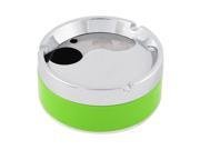 Portable Cylinder Design Closeable Ashtray for Car Silver Tone Green