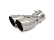 77mm Dia Silver Tone Double Outlet Silencer Exhaust Muffler for Car