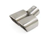 Unique Bargains Car Stainless Steel Daul Outlet Rolled Exhaust Muffler Tip Pipe Silver Tone