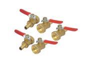 Unique Bargains 3 8BSP x 8mm Pipe Connector Red Lever Handle Air Regulated Ball Valve 5pcs