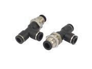5 16 Tube Inner Dia T Shape 3 Ways Pneumatic Air Quick Fittings Connector 2pcs