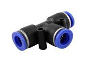 10mm to 10mm T Shaped 3 Way Air Pneumatic Quick Coupler Black Blue