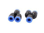 2 Pcs 8mm to 8mm Y Shaped 3 Way Air Pneumatic Quick Fitting Coupler Black Blue