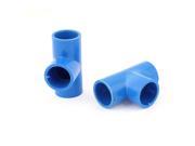 2Pcs 20mm Inner Dia U PVC T Type 3 Way Water Pipe Hose Joint Connector Blue
