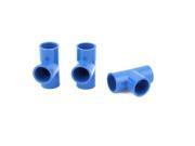 3Pcs 20mm Inner Dia U PVC T Type 3 Way Water Pipe Hose Joint Connector Blue