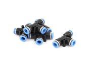 5 Pcs PE8 T Shaped 3 Way 8mm to 8mm Air Pneumatic Quick Fitting Coupler