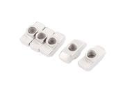 M6 Thread Dia Drop In Type T Slot Nuts Silver Tone 5pcs