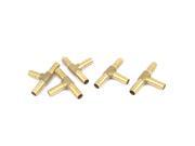 5 Pcs Brass T Shape 3 Ways Hose Barb Fitting Adapter Coupler Connector 8mm Dia