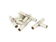 5pcs Brass T Shaped 3 Ways 8mm Dia Air Hose Barb Coupler Fitting Connector