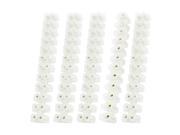 400V 5A Wirable Connector 12 Ports Dual Row Plastic Barrier Terminal Block 5Pcs