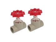 Unique Bargains Water Supply 25mm to 25mm Double Way Red Handle PPR Gate Valve 2 PCS