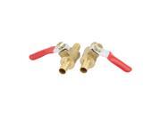 2pcs 8mm OD Air Gas Water Pipe Red Plastic Coated Handle Ball Valve Controller