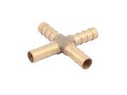 Brass 4 Way Cross Shaped 8mm Tube Hose Barb Fittings Adapter Connector