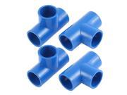 U PVC T Type 3 Way Water Pipe Connector Blue 20mm Inner Dia 4PCS