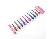 Lady Hairdressing Plain Prong Alligator Hair Clip Pinch 10 Pcs Multicolor