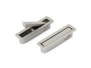 Cupboard Concealed Screw Fix Grip Pull Handle Silver Tone 2pcs