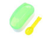 Unique Bargains Double Hole Hamster Pet Sand Room Bathing Bathroom Green White w Spoon