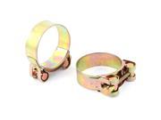 56 59mm Adjustable Range Water Oil Hose Clamp Clips Brass Tone 2pcs
