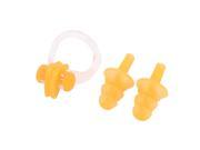 Swimming Water Sport Swim Protective Soft Earplugs Nose Clip Set Orange w Case