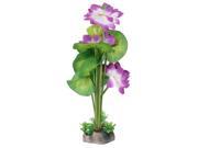 Aquarium Plastic Artificial Plant Flower Decor Green Purple 40cm Height