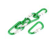 7mm Thickness Screw Lock Spring Carabiner Hook Keychains Green 5pcs