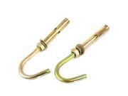 M6 Thread Metal Expansion Open Hook Screw Anchor Bolt 88mm Long Bronze Tone 6pcs